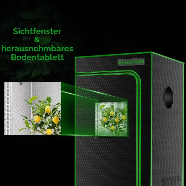 2 x 2 Wachstumszelt, 61 x 61 x 121 cm, hochreflektierendes 600D-Diamant-Mylar-Leinwand mit Beobachtungsfenster und Bodenwanne für Hydrokultur-Pflanzenanbau – Bild 5