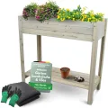 holz4home® Hochbeet inkl. Vlies-, Einlegevlies Naturholz Tanne Braun | 80x37x78 cm I Hochwertiges Tannenholz I Ideal für den kleinen Garten, Terrasse oder Balkon - Thumbnail 8