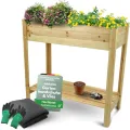 holz4home® Hochbeet inkl. Vlies-, Einlegevlies Naturholz Tanne Braun | 80x37x78 cm I Hochwertiges Tannenholz I Ideal für den kleinen Garten, Terrasse oder Balkon - Thumbnail 9