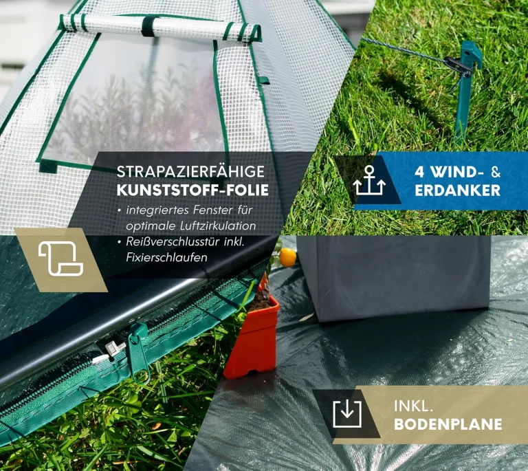 Westmann Gewächshaus Winterzelt | 160x183 cm Weiß | Foliengewächshaus für den Garten | Anzuchthaus zum ganzjährigen Schutz von Gemüse & Pflanzen – Bild 5