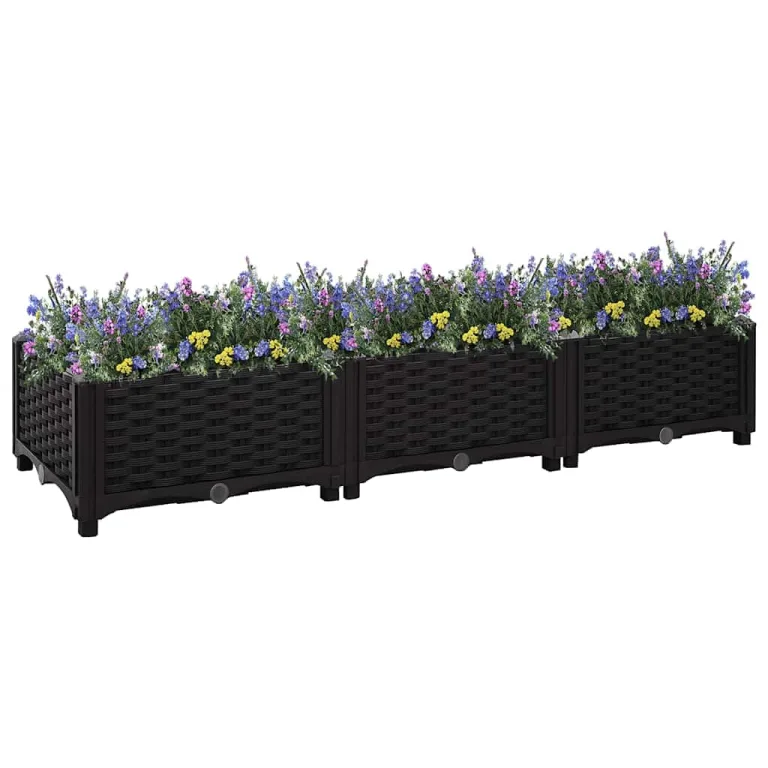 vidaXL Hochbeet Pflanzkasten Blumenkasten Gemüsebeet Pflanzbeet Blumenbeet Frühbeet Gartenbeet Pflanzkübel Blumenkübel 120x40x23cm Polypropylen – Bild 2