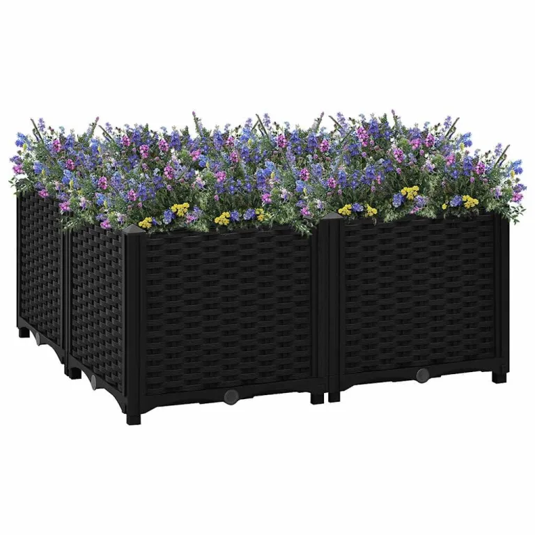 vidaXL Hochbeet Pflanzkasten Blumenkasten Gemüsebeet Pflanzbeet Blumenbeet Frühbeet Gartenbeet Pflanzkübel Blumenkübel 80x80x38cm Polypropylen – Bild 2