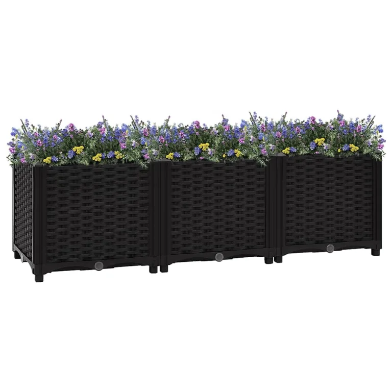 vidaXL Hochbeet Pflanzkasten Blumenkasten Gemüsebeet Pflanzbeet Blumenbeet Frühbeet Gartenbeet Pflanzkübel Blumenkübel 120x40x38cm Polypropylen – Bild 2
