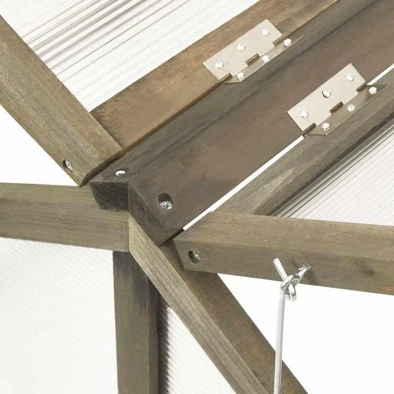 vidaXL Tannenholz Gewächshaus Aufzucht Frühbeet Frühbeetkasten Treibhaus Pflanzenhaus Gartenhaus Pflanzbeet Tomatenhaus Grau 114x80x50cm – Bild 3
