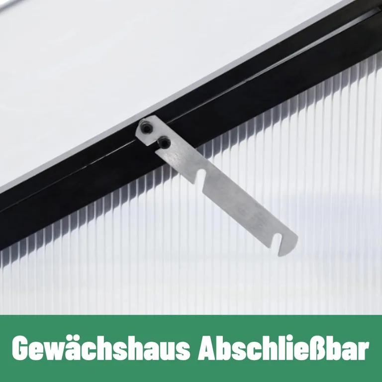 Gewächshaus Alu Frühbeet Hochbeet Tomatenhaus, Aufzuchtstation für Pflanzen Treibhaus, mit UV-Schutz Doppeldach lichtdurchlässig Scharnieren Frühbeetaufsatz, 117 x 97 x 52,5 cm, Schwarz, 10kg – Bild 5