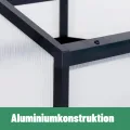 Gewächshaus Alu Frühbeet Hochbeet Tomatenhaus, Aufzuchtstation für Pflanzen Treibhaus, mit UV-Schutz Doppeldach lichtdurchlässig Scharnieren Frühbeetaufsatz, 117 x 97 x 52,5 cm, Schwarz, 10kg - Thumbnail 6