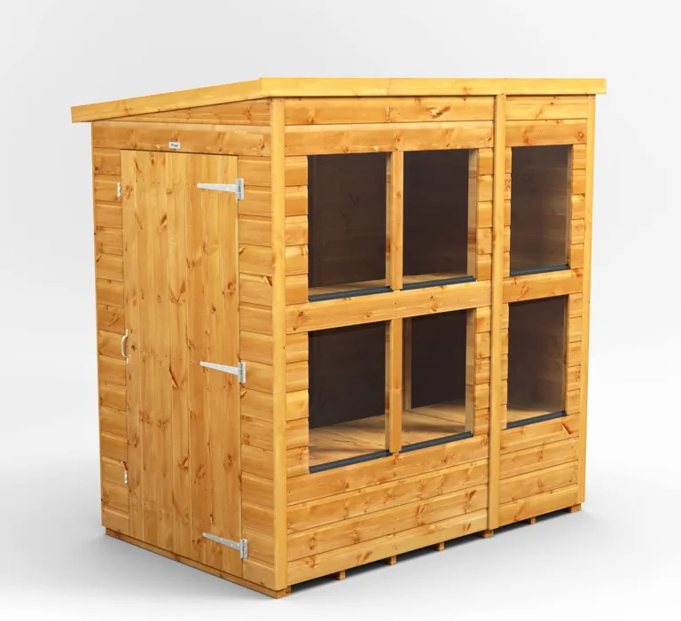 Powersheds Pultdach Holz-Gewächshaus mit Sicherheitsfunktionen, PVC-Fensterbänke, Tür & Fenster anpassbar, aus 12 mm extra dickem Qualitätsholz & gehärtetem Glas – Bild 6