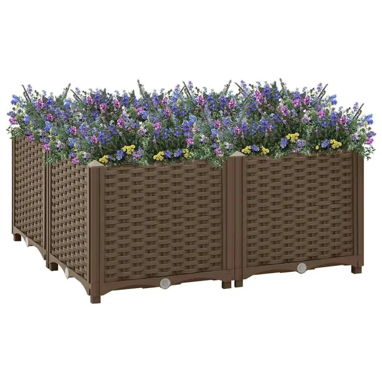 vidaXL Hochbeet Pflanzkasten Pflanzbeet Gemüsebeet Blumenbeet Blumenkasten Frühbeet Gartenbeet Pflanzkübel Blumenkübel 80x80x38cm Polypropylen – Bild 2