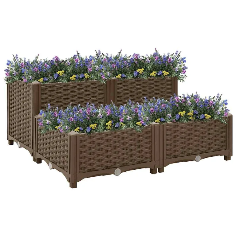 vidaXL Hochbeet Pflanzkasten Pflanzbeet Gemüsebeet Blumenbeet Blumenkasten Frühbeet Gartenbeet Blumenkübel Pflanzkübel 80x80x38cm Polypropylen – Bild 2