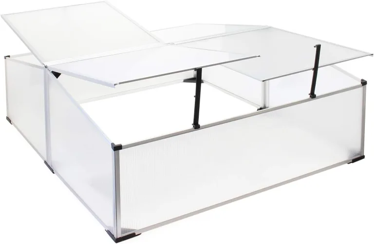 Wiltec Doppel Frühbeet Gewächshaus aus Aluminium, 100 x 120 x 40 cm, Gemüsebeet mit arretierbarem Dach und 3 Flügeln, witterungsbeständig, UV-Schutz – Bild 8
