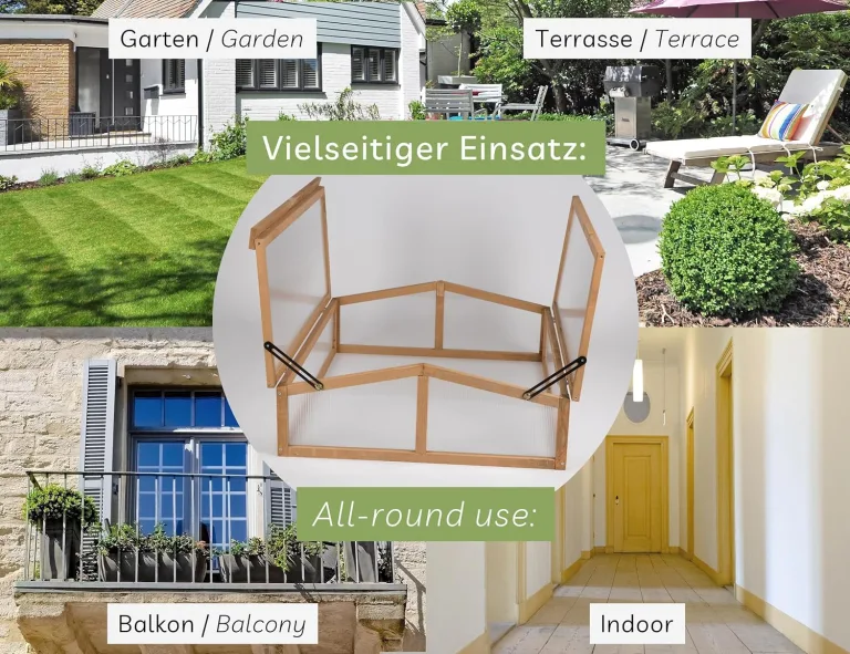 needs&wants® Frühbeet Aufsatz klein aus Holz Bausatz, Frühbeetkasten mit Abdeckung Gewächshaus mit Deckel wetterfest für Garten Balkon Outdoor, Polycarbonat, dunkel-braun – Bild 6