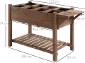 Outsunny Hochbeet Pflanzkasten mit 8 geteilten Gittern Faltbare Ablage Blumenkasten Blumentopf Kräuterbeet Massivholz Braun 123 x 54 x 80 cm - Thumbnail 7