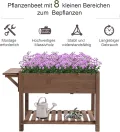Outsunny Hochbeet Pflanzkasten mit 8 geteilten Gittern Faltbare Ablage Blumenkasten Blumentopf Kräuterbeet Massivholz Braun 123 x 54 x 80 cm - Thumbnail 3