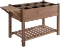 Outsunny Hochbeet Pflanzkasten mit 8 geteilten Gittern Faltbare Ablage Blumenkasten Blumentopf Kräuterbeet Massivholz Braun 123 x 54 x 80 cm - Thumbnail 1