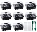8 Stück Zimmergewächshaus Anzuchtkasten, Saatgut Starter Tray 96 Zellen Mini Gewächshaus Anzucht Set Setzling Starter Tabletts Mini-Propagator für Sämling Pflanze (Schwarz) - Thumbnail 1