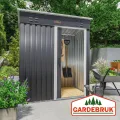 GARDEBRUK® Geräteschuppen 185x165x90cm 1,5m² Schiebetür 20kg Halter Handschuhe Belüftung rostfreies Metall Pultdach Anthrazit Gerätehaus Gartenhaus - Thumbnail 5