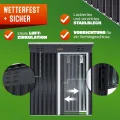 GARDEBRUK® Geräteschuppen 185x165x90cm 1,5m² Schiebetür 20kg Halter Handschuhe Belüftung rostfreies Metall Pultdach Anthrazit Gerätehaus Gartenhaus - Thumbnail 4