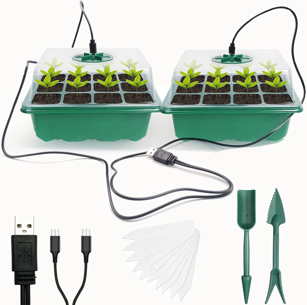 Mini Gewächshaus mit Licht, Anzucht Gewächshaus, Sonnenähnliche Pflanzenlichter mit vollem Spektrum, Anzuchtset Zimmergewächshaus Anzuchtkasten pflanzenlampe anzucht(2pack LED)