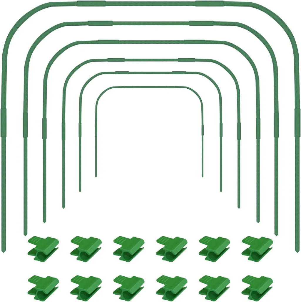 6 x Pflanztunnel, 86 x 110 cm Gartenreifen für Reihenabdeckung, Rostfreier Stahl Tunnelbögen mit Kunststoffbeschichtung, Gewächshaus-Reifen für Pflanzenabdeckung, Durchmesser 11 mm
