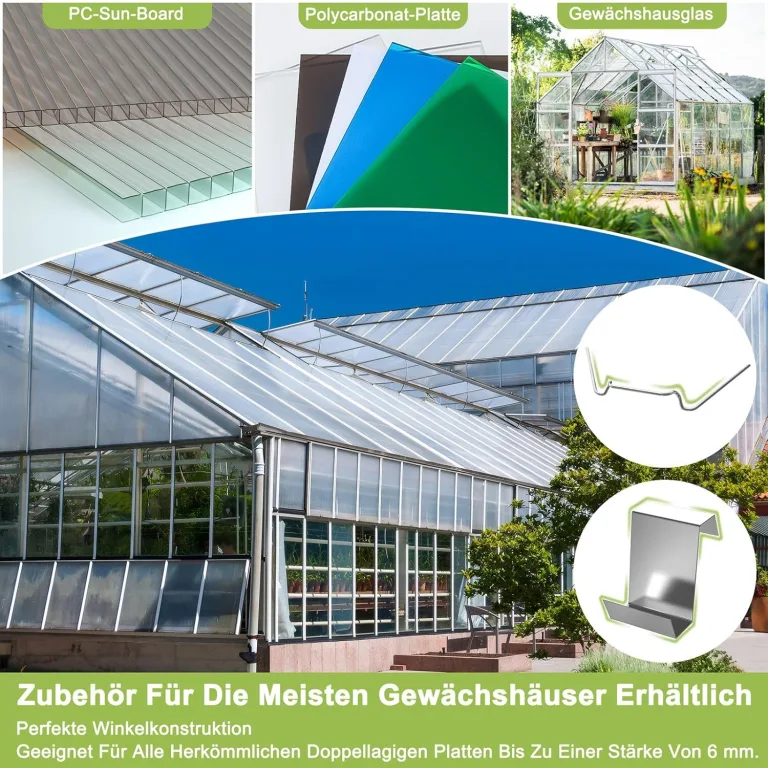 YUENFONG 14x Polycarbonat Hohlkammerstegplatten 4mm witterungsbeständig & lichtdurchlässig, Stegplatten Stoßsicheren und UV-beständigen für Gewächshaus Gartenbau Carports- 60,5 x 121 cm – Bild 3