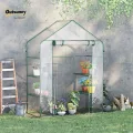 Outsunny Foliengewächshaus begehbares Gartenhäuschen Tomatengewächshaus Treibhaus Frühbeet mit 6 Regalen Transparent Stahl PVC-Kunststoff 142 x 73 x 195 cm - Thumbnail 2