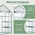 Outsunny Foliengewächshaus begehbares Gartenhäuschen Tomatengewächshaus Treibhaus Frühbeet mit 6 Regalen Transparent Stahl PVC-Kunststoff 142 x 73 x 195 cm - Thumbnail 4