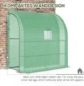 Outsunny Foliengewächshaus Tomatengewächshaus mit Mesh Fenster, Treibhaus mit aufrollbaren Türen, Anzuchthaus mit UV Schutz, Grün, 200 x 100 x 215 cm - Thumbnail 4