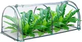 Relaxdays Foliengewächshaus, Stecksystem, aufrollbare Tür, H x B x T: 50 x 130 x 60 cm, Stahl & PVC, transparent, grün - Thumbnail 1