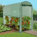 IDMarket - Hochklappbares Tomatengewächshaus 3m² grün 2 Fenster mit Moskitonetz und Reißverschlusstür - Thumbnail 3