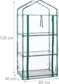 Relaxdays Gewächshaus Balkon, 3 Ebenen, Anzuchtregal HxBxT: 128 x 60 x 40 cm, PVC Foliengewächshaus, transparent-grün - Thumbnail 5