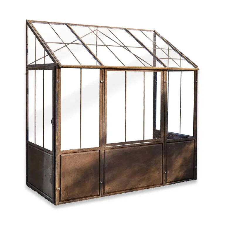Loberon Gewächshaus Essone, mit Großem Fenster & Seitentüren, Wetterfest & Frostresistent, Authentisches Antik-Design, Gartenzubehör, Outdoor, Eisen, Acrylglas, antikbraun – Bild 2