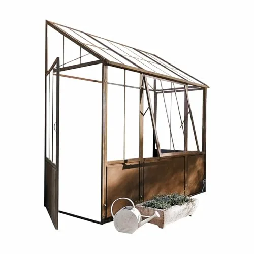 Loberon Gewächshaus Essone, mit Großem Fenster & Seitentüren, Wetterfest & Frostresistent, Authentisches Antik-Design, Gartenzubehör, Outdoor, Eisen, Acrylglas, antikbraun – Bild 9