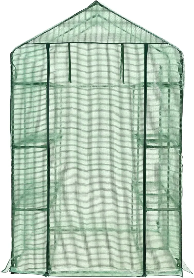 Gewächshaus Vale mit Ablagen 120 x 170 x 194 cm Foliengewächshaus Treibhaus Pflanzhaus Stahlrahmen Grün – Bild 5
