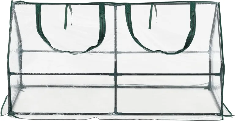 Mini Gewächshaus Laubach 120x60x60cm Foliengewächshaus für draußen Treibhaus mit Reißverschluss und 2 Fenstern Transparent – Bild 5