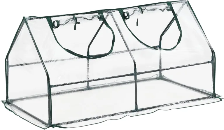 Mini Gewächshaus Laubach 120x60x60cm Foliengewächshaus für draußen Treibhaus mit Reißverschluss und 2 Fenstern Transparent – Bild 1