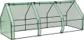[en.casa] Mini Gewächshaus Höflein 240x90x90cm Foliengewächshaus für draußen Treibhaus mit Reißverschluss und 3 Fenstern Gitternetzfolie Grün - Thumbnail 1