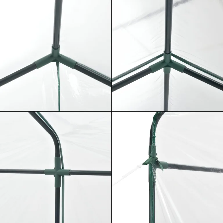[en.casa] Gewächshaus Grünau mit Ablagen 200 x 200 x 220 cm Foliengewächshaus mit aufrollbarer Tür Pflanzhaus Treibhaus Stahlrahmen Transparent – Bild 7
