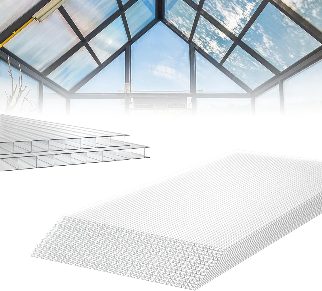 LARS360 14 Stück Polycarbonat Hohlkammerstegplatten Ersatzplatten 1210x605x4mm ca. 10,25 m² Doppelstegplatte Stoßsicheren und UV-Beständigen für Gewächshaus Gartenbau Carports