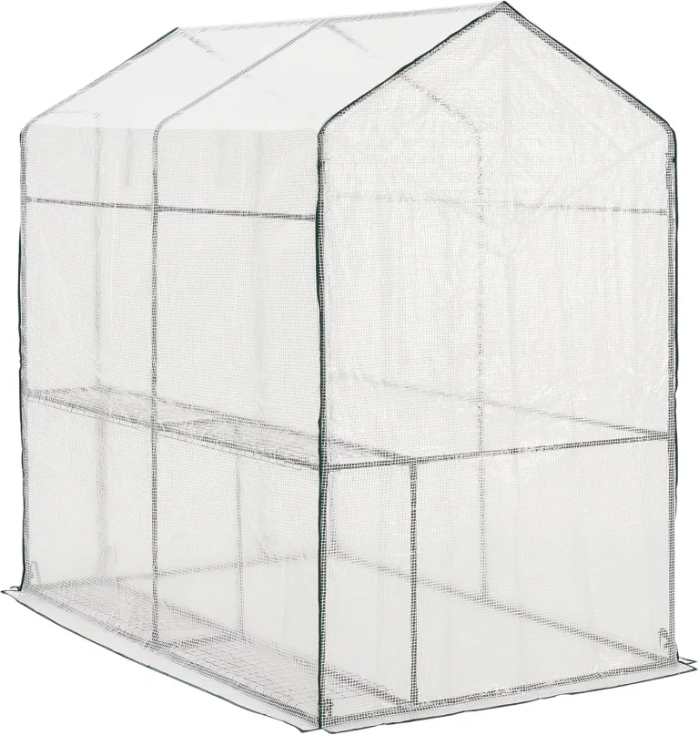 Gewächshaus Oosterhout mit Ablagen 120x186x190cm Foliengewächshaus Pflanzhaus Treibhaus Stahlrahmen Transparent – Bild 5