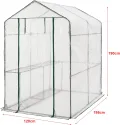 Gewächshaus Oosterhout mit Ablagen 120x186x190cm Foliengewächshaus Pflanzhaus Treibhaus Stahlrahmen Transparent - Thumbnail 3