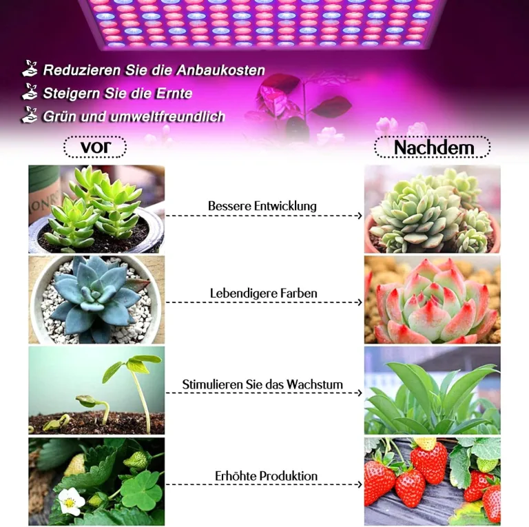 NAIZY 45W Pflanzenlampe 225LEDs Pflanzenleuchte LED Pflanzenlicht Rot&Blau vollspektrum Wachstumslampe 1.5m Kabellänge Innengarten Wachsen-Hängeleuchte, 310 * 310 * 35mm – Bild 8
