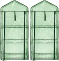 Royal Gardineer Gewächshaus Balkon: 2er-Set Folien-Gewächshäuser, 3 Etagen, Aufroll-Tür, 59x126x39cm, grün (Gartengewächshaus, Gewächszelt Tomaten, Insektenschutz) - Thumbnail 1