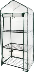 Royal Gardineer Gewächshaus Regale: 2er-Set Folien-Gewächshäuser, 3 Etagen, Aufroll-Tür, 59x126x39cm, weiß (Pflanzenregal, Foliengewächshaus Tomaten, Insektenschutz) - Thumbnail 8