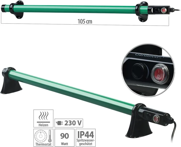 Royal Gardineer Gewächshaus Heizung: Elektrische Stabheizung für Gewächshäuser, 135 Watt, 105 cm, IP44 (Gewächshausheizung elektrisch, Heizung Gewächshaus elektrisch, Heizlüfter) – Bild 11