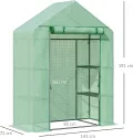 Outsunny Foliengewächshaus Gewächshaus mit 6 Regalebenen begehbares Gartenhäuschen Treibhaus Tomatenhaus Pflanzenhaus mit aufrollbarem Eingang Frühbeet Grün 141 x 72 x 191 cm - Thumbnail 7