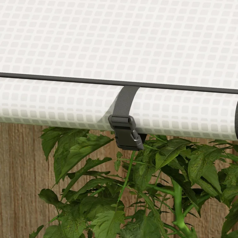 Outsunny Mini-Gewächshaus mit 4 Drahtregalen, tragbares Tomatengewächshaus, verbessertes Garten-Wachstumshaus für Pflanzen mit aufrollbarer Tür und Lüftungsschlitzen, 100 x 80 x 150 cm, Weiß – Bild 9