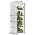 Outsunny Gewächshaus mit Rolltür, Regale, Winterfest Foliengewächshaus aus Stahl, Treibhaus für Balkon, Garten, Tomatenhaus 69 x 49 x 193 cm, Tomatengewächshaus für Tomaten, Blumen, Transparent - Thumbnail 10