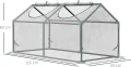 Outsunny Gewächshaus mit Fernster, PE-Gitterfolie, Foliengewächshaus aus Stahl, Treibhaus für Balkon, Garten, Tomatenhaus 120x60x60cm, Tomatengewächshaus für Gemüse, Blumen, Pflanzen, Transparent - Thumbnail 8