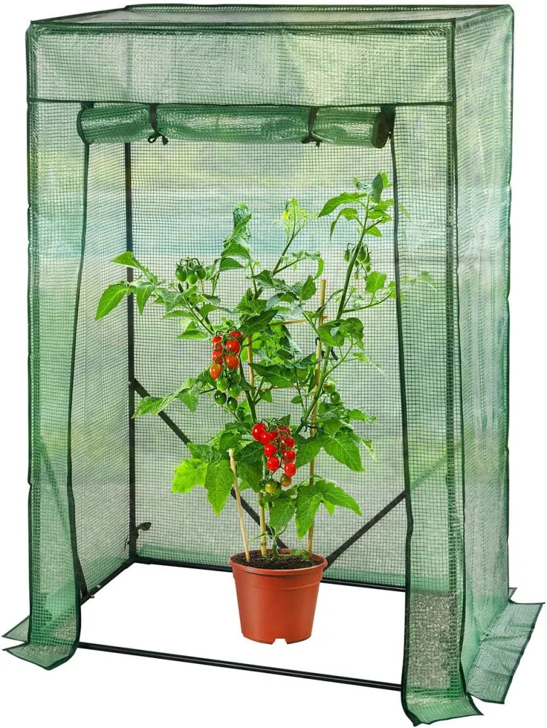 Royal Gardineer Foliengewächshaus: 2er-Set Tomaten-Folien-Gewächshäuser, Aufroll-Tür, 100x50x150 cm, grün (Gewächshaus Regal, Tomaten Gewächshaus Balkon, Abdeckhaube) – Bild 7