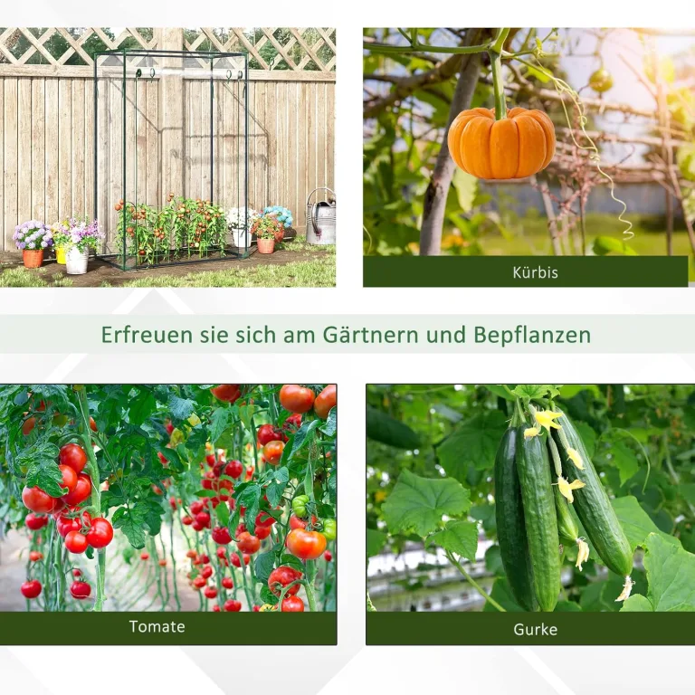 Outsunny Gewächshaus mit Tür, Winterfest Foliengewächshaus aus Stahl, Treibhaus für Balkon, Garten, Tomatenhaus 100x50x150cm, Tomatengewächshaus für Tomaten, Gemüse, Blumen, Pflanzen, Transparent – Bild 5